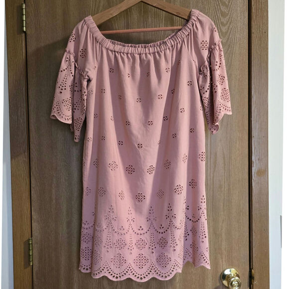 Madewell Eyelet Off The Shoulder Shift Dress - Picture 4 of 10